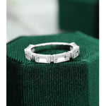 Load image into Gallery viewer, BAGUETTE VINTAGE BAR SET WHITE GOLD UNIQUE MOISSANITE BAND PROMISE GIFT FOR WOMEN