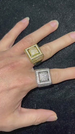 Load image into Gallery viewer, MEN’S FULL MOISSANITE DIAMOND FRONT PYRAMID STYLE ICED OUT HIP HOP RING