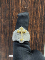 Load image into Gallery viewer, BEAUTIFUL CROSS MOISSANITE STUDDED ICED OUT HIP HOP S925 SILVER MEN’S RING