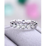 Load image into Gallery viewer, BEZEL SET MOISSANITE DIAMOND WHITE GOLD FULL ETERNITY STACKING WEDDING BAND