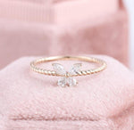 Load image into Gallery viewer, BUTTERFLY MOOD CUTE ROSE GOLD PROMISE DAINTY STACKABLE RING