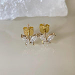 Load image into Gallery viewer, BUTTERFLY STYLE MARQUISE/ROUND CUT MOISSANITE STUD EARRING