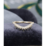 Load image into Gallery viewer, CHEVRON YELLOW GOLD WHITE AND BLACK MOISSANITE STACKING WEDDING BAND FOE WOMEN