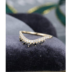 Load image into Gallery viewer, CHEVRON YELLOW GOLD WHITE AND BLACK MOISSANITE STACKING WEDDING BAND FOE WOMEN
