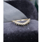 Load image into Gallery viewer, CHEVRON YELLOW GOLD WHITE AND BLACK MOISSANITE STACKING WEDDING BAND FOE WOMEN