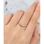 Load image into Gallery viewer, CHEVRON YELLOW GOLD WHITE AND BLACK MOISSANITE STACKING WEDDING BAND FOE WOMEN