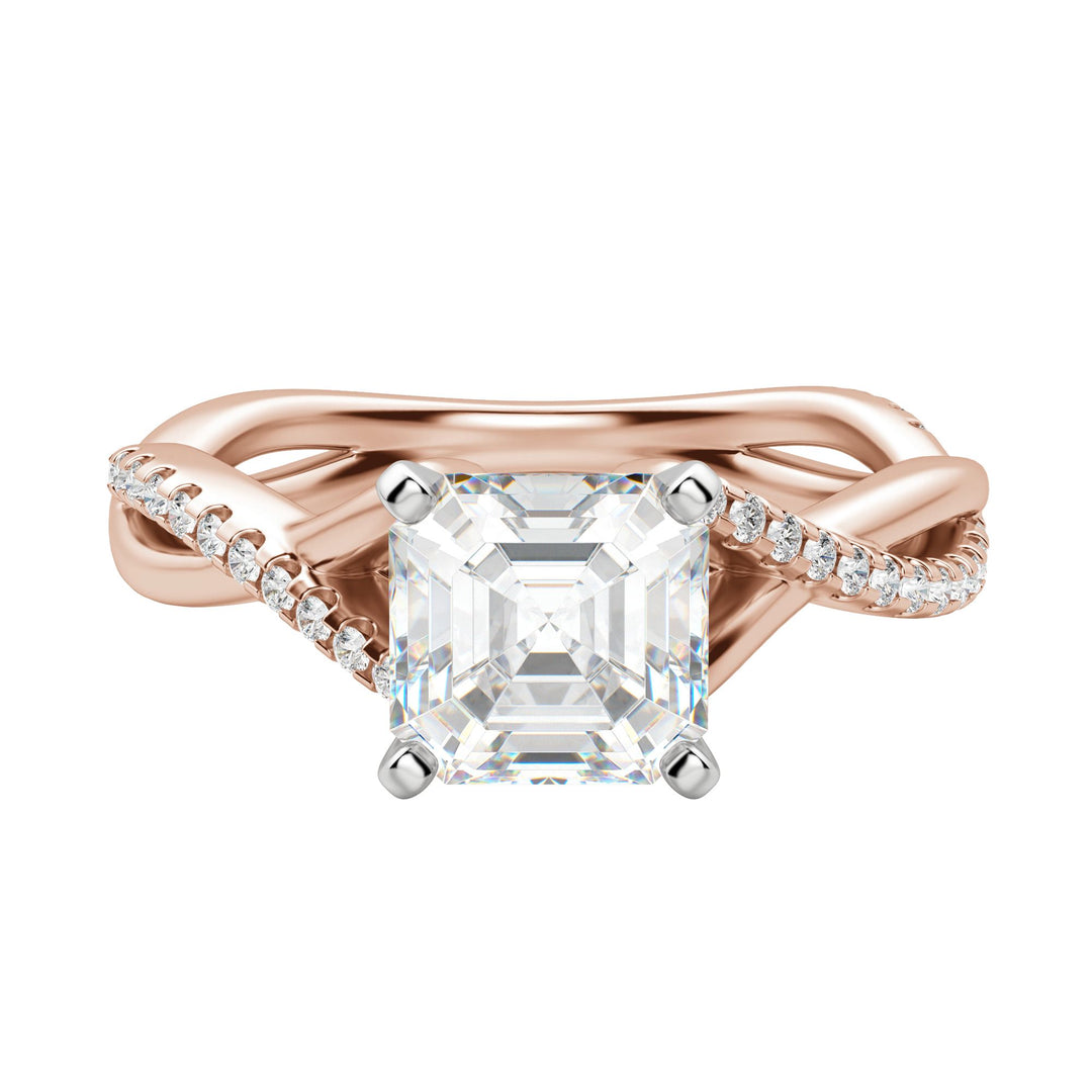 CHIC ACCENTED ASSCHER CUT MOISSANITE ENGAGEMENT RING