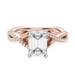 Load image into Gallery viewer, CHIC ACCENTED EMERALD CUT MOISSANITE ENGAGEMENT RING