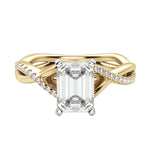 Load image into Gallery viewer, CHIC ACCENTED EMERALD CUT MOISSANITE ENGAGEMENT RING