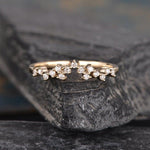 Load image into Gallery viewer, CLUSTER MOISSANITE DIAMOND MATCHING STACKING UNIQUE ZIG ZAG ROSE GOLD WEDDING BAND
