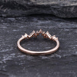 Load image into Gallery viewer, CLUSTER MOISSANITE DIAMOND MATCHING STACKING UNIQUE ZIG ZAG ROSE GOLD WEDDING BAND