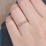 Load image into Gallery viewer, CLUSTER MOISSANITE DIAMOND MATCHING STACKING UNIQUE ZIG ZAG ROSE GOLD WEDDING BAND