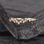 Load image into Gallery viewer, CLUSTER MOISSANITE DIAMOND MATCHING STACKING UNIQUE ZIG ZAG ROSE GOLD WEDDING BAND