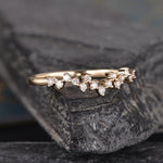 Load image into Gallery viewer, CLUSTER MOISSANITE DIAMOND MATCHING STACKING UNIQUE ZIG ZAG ROSE GOLD WEDDING BAND