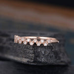 Load image into Gallery viewer, CLUSTER MOISSANITE ROSE GOLD BEADED HALF ETERNITY STACKING MATCHING BRIDAL WEDDING BAND