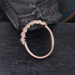 Load image into Gallery viewer, CLUSTER MOISSANITE ROSE GOLD BEADED HALF ETERNITY STACKING MATCHING BRIDAL WEDDING BAND