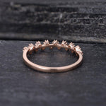 Load image into Gallery viewer, CLUSTER MOISSANITE ROSE GOLD BEADED HALF ETERNITY STACKING MATCHING BRIDAL WEDDING BAND
