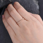 Load image into Gallery viewer, CLUSTER MOISSANITE ROSE GOLD BEADED HALF ETERNITY STACKING MATCHING BRIDAL WEDDING BAND