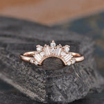 Load image into Gallery viewer, CURVED ROSE GOLD CHEVRON CUSTOM MADE BAGUETTE CUT CLUSTER MOISSANITE WEDDING BAND