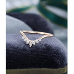 Load image into Gallery viewer, CURVED ROSE GOLD UNIQUE MARQUISE CUT CLUSTER STACKING MATCHING MOISSANITE WEDDING BAND