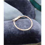 Load image into Gallery viewer, CURVED ROSE GOLD UNIQUE MARQUISE CUT CLUSTER STACKING MATCHING MOISSANITE WEDDING BAND