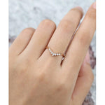 Load image into Gallery viewer, CURVED ROSE GOLD UNIQUE MARQUISE CUT CLUSTER STACKING MATCHING MOISSANITE WEDDING BAND