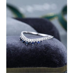 Load image into Gallery viewer, CURVED VINTAGE SOLID YELLOW/WHITE GOLD MOISSSANITE AND SAPPHIRE STACKING WEDDING BAND