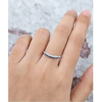 Load image into Gallery viewer, CURVED VINTAGE SOLID YELLOW/WHITE GOLD MOISSSANITE AND SAPPHIRE STACKING WEDDING BAND
