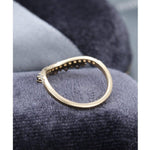 Load image into Gallery viewer, CURVED VINTAGE SOLID YELLOW/WHITE GOLD MOISSSANITE AND SAPPHIRE STACKING WEDDING BAND