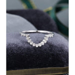 Load image into Gallery viewer, CURVED WHITE GOLD MILGRAIN DIAMOND BEZEL SET STACKING MATCHING UNIQUE WEDDING BAND