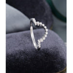 Load image into Gallery viewer, CURVED WHITE GOLD MILGRAIN DIAMOND BEZEL SET STACKING MATCHING UNIQUE WEDDING BAND
