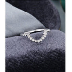 Load image into Gallery viewer, CURVED WHITE GOLD MILGRAIN DIAMOND BEZEL SET STACKING MATCHING UNIQUE WEDDING BAND