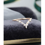 Load image into Gallery viewer, CURVED YELLOW GOLD MARQUISE CUT STACKING UNIQUE BRIDAL MOISSANITE WEDDING BAND FOR WOMEN