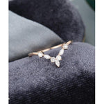 Load image into Gallery viewer, CURVED YELLOW GOLD MARQUISE CUT STACKING UNIQUE BRIDAL MOISSANITE WEDDING BAND FOR WOMEN