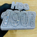 Load image into Gallery viewer, CUSTOM NUMBER/DATE BAGUETTE MOISSANITE HIP HOP CUSTOM BAIL PENDANT