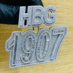 Load image into Gallery viewer, CUSTOM NUMBER/DATE BAGUETTE MOISSANITE HIP HOP CUSTOM BAIL PENDANT