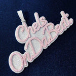Load image into Gallery viewer, CUSTOMIZED NAME ROUND VVS DIAMOND & PINK SAPPHIRE ICY PENDANT
