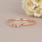 Load image into Gallery viewer, DAINTY ROSE GOLD MATCHING THREE STONE MOISSANITE WEDDING BAND GIFT FOR WOMEN
