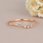 Load image into Gallery viewer, DAINTY ROSE GOLD MATCHING THREE STONE MOISSANITE WEDDING BAND GIFT FOR WOMEN