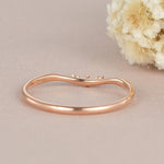 Load image into Gallery viewer, DAINTY ROSE GOLD MATCHING THREE STONE MOISSANITE WEDDING BAND GIFT FOR WOMEN