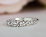 Load image into Gallery viewer, DELICATE BEZEL SET MOISSANITE DIAMOND WHITE GOLD ENGAGEMENT WEDDING STACKING RING