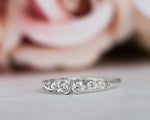 Load image into Gallery viewer, DELICATE BEZEL SET MOISSANITE DIAMOND WHITE GOLD ENGAGEMENT WEDDING STACKING RING