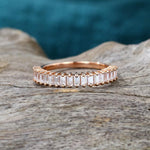 Load image into Gallery viewer, DELICATE ROSE GOLD BAGUETTE CUT MOISSANITE HALF ETERNITY WEDDING BAND RING