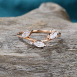 Load image into Gallery viewer, DELICATE ROSE GOLD WEDDING PROMISE ANNIVERSARY MARQUISE MOISSANITE BAND RING