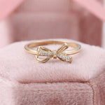 Load image into Gallery viewer, DELICATE SPARKLING BOW DAINTY RIBBON TIE FRIENDSHIP DIAMOND MOISSANITE PROMISE RING
