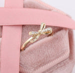 Load image into Gallery viewer, DELICATE SPARKLING BOW DAINTY RIBBON TIE FRIENDSHIP DIAMOND MOISSANITE PROMISE RING