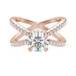 Load image into Gallery viewer, DEMI ACCENTED ROUND CUT MOISSANITE ENGAGEMENT RING
