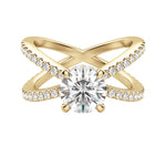 Load image into Gallery viewer, DEMI ACCENTED ROUND CUT MOISSANITE ENGAGEMENT RING