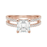 Load image into Gallery viewer, DUET ACCENTED ASSCHER CUT MOISSANITE ENGAGEMENT RING
