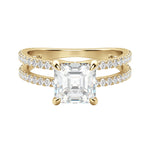 Load image into Gallery viewer, DUET ACCENTED ASSCHER CUT MOISSANITE ENGAGEMENT RING
